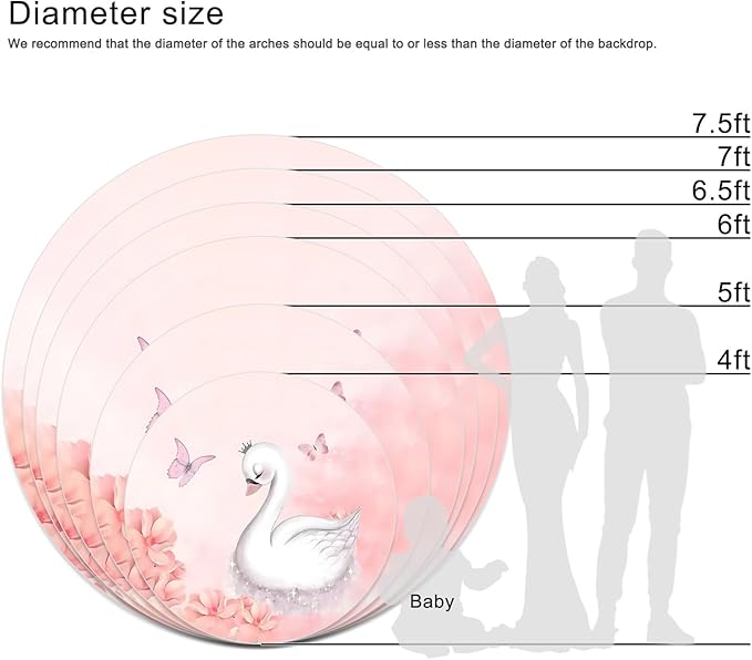 AOFOTO Swan Round Backdrop Pink Floral Butterfly Print Photography Background for Baby Shower Women Newborn Girls Birthday Party Banner Home Wall Decor Photo Studio Booth Props 4.1x4.1ft