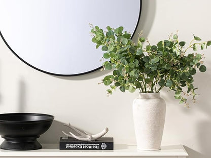 Ceramic Flower Vase, 11 Inch Large White Flower Vase Tall Rustic Farmhouse Decorative Vase Floral Pottery Vases for Home Decor Table Living Room Entryway Mantel Bedroom Bathroom Kitchen - White