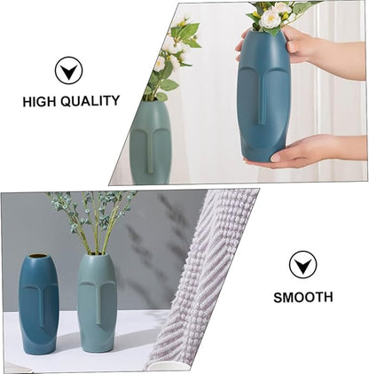 Abstract Navy Blue Plastic Flower Vase Lightweight Desktop Ornament for Dried Flowers Home Decoration Wedding Shop Window Display