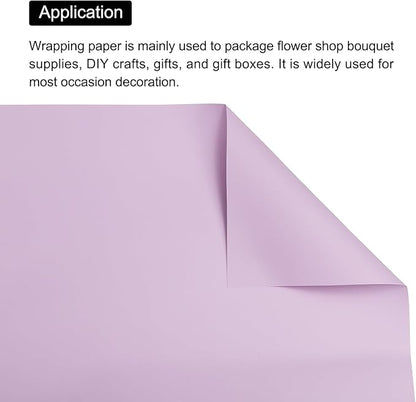 MECCANIXITY Pearlescent Film Flower Wrapping Paper 22.8x22.8 Inch Waterproof for DIY Crafts, Gift/Gift Box Packaging Light Purple 20 Pcs