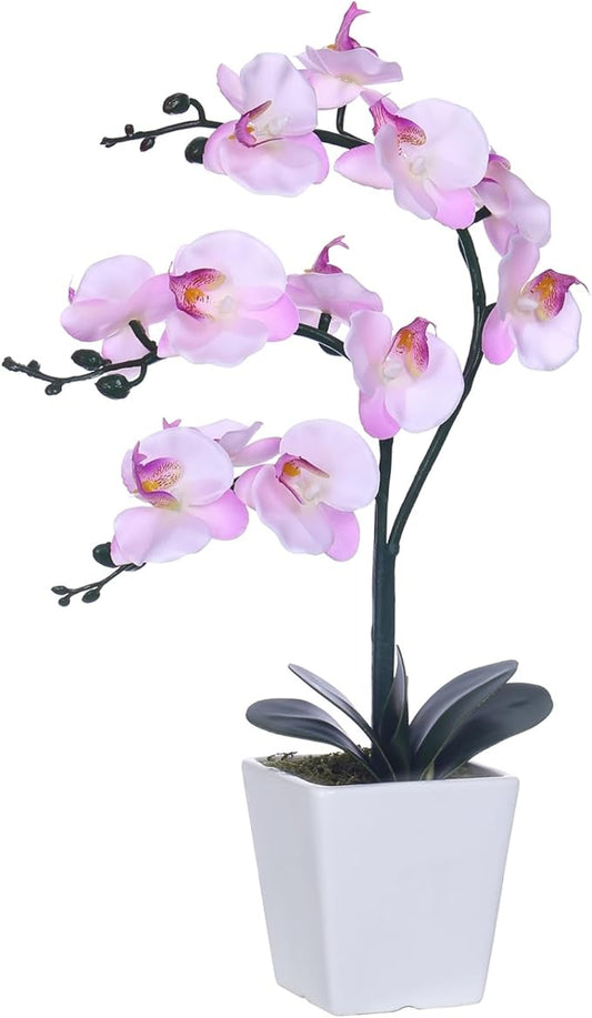 15" Tall Artificial Silk Phalaenopsis Orchid Flower Plant Pot Arrangements (Pink Shades)