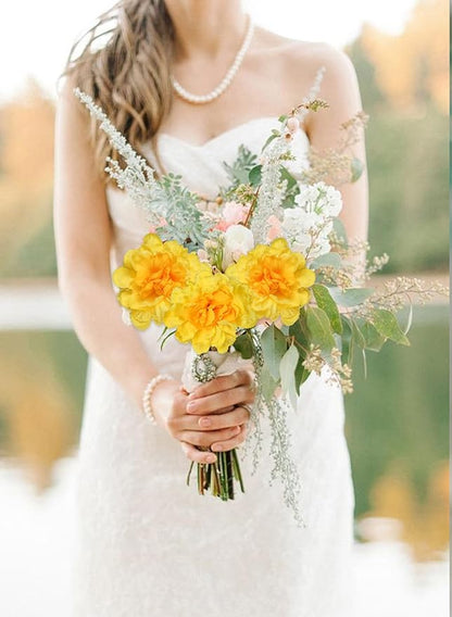 Yellow Carnations Artificial Flowers 15PCS Carnations Flowers Silk Flowers 21.25in Fake Flowers for Wedding Home Table Centerpieces Floral Arrangements(Yellow)