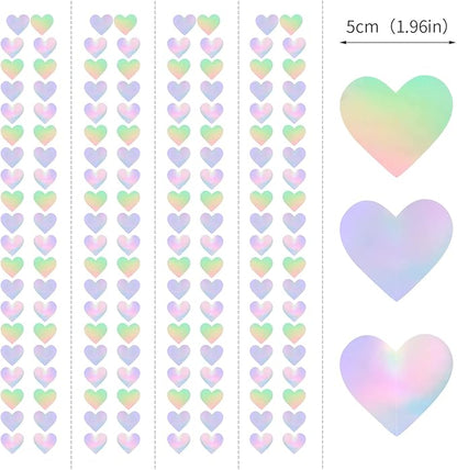 Iridescent Disco-Holographic Heart Garland - 52Ft Wedding Hanging Decoration Neon Streamers Banner, Perfect for Bridal Shower, Birthday, Baby Shower, Engagement, Valentines Day Decor