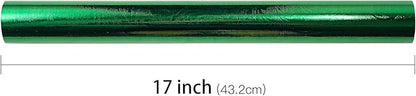 LeZakaa 3D Embossed Floral Foil Gift Wrapping Paper, Vintage Flower Metallic Foil for Birthday Christmas Party Holiday Gift Wrap, for DIY Crafts Scrapbook, Mini Roll 17 inch x 32.8 Ft(Green)
