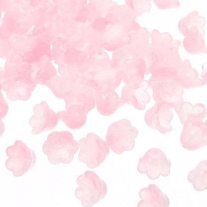 PATIKIL Glass Trumpet Flower Beads, 200 Pcs Gradient Flower Bead Charm for Jewelry Making DIY Craft, Bracelets, Earrings, Necklaces Decorations, Light Pink