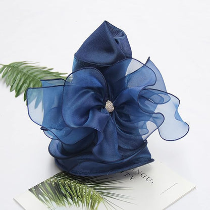 Organza Derby Hats for Women Wide Brim Fascinator Hat Rose Flower Wedding Tea Party Hat