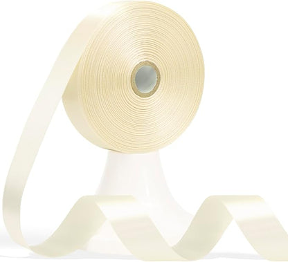 60 Yards Ivory Satin Ribbon 7/8 Inch, Solid Cream Polyester Fabric Ribbon for Gift Wrapping, Crafts, Flower Bouquet, Wedding, Baby Shower, Nursery Party, Festival, Christmas