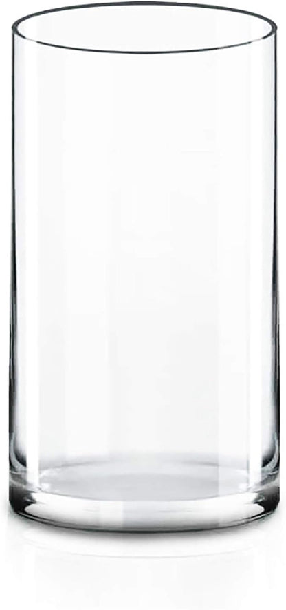 CYS EXCEL (H:12" D:6") Large Cylinder Clear Glass Vase for Wide Bouquet Flower Vase Centerpieces Display Hurricane Floating Candle Holder