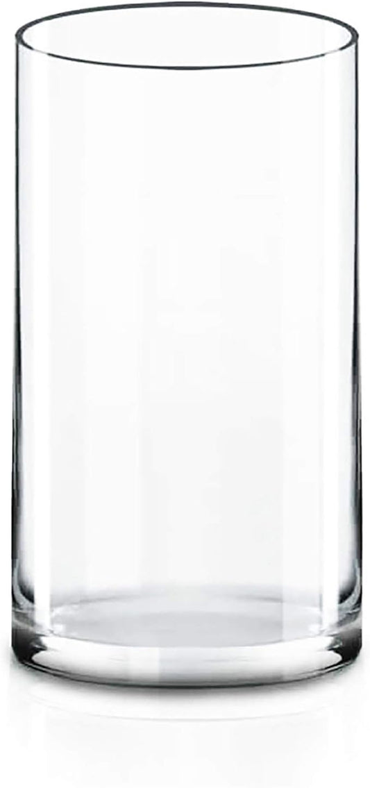 CYS EXCEL (H:12" D:6") Large Cylinder Clear Glass Vase for Wide Bouquet Flower Vase Centerpieces Display Hurricane Floating Candle Holder