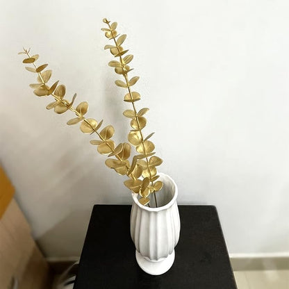 PASYOU Artificial Plants for Christmas Decor, Fake Gold Eucalyptus Plastic Grass Pick Shrubs Leaves Indoor Outdoor Home Garden Party Hotel Wedding Event Faux Table Decoration - 20 Inch Golden 10 Pack