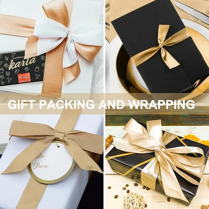 TONIFUL Champaign Gold Satin Ribbon 1 Inch X 25yds Solid Silk Ribbons for Gift Wrapping, Craft, Floral Bouquets, Valentine's Day Christmas Gift Wrapping, Party Wedding Decoration