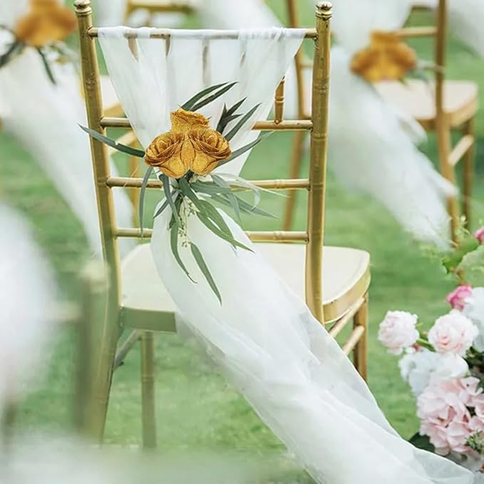 Gold Roses,30PCS Glitter Roses Bouquet Artificial Roses with Stems for Wedding Bouquet Party Christmas Home Decor(Gold)