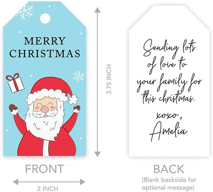 Andaz Press Christmas Holiday Season Classic Gift Tags, Merry Christmas to from Classic Favor Tags, Happy Santa Claus Design, for Holiday Events, Parties, and Favors, 60-Pack