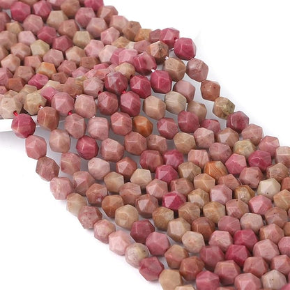 Faceted Natural Red Wood Marble Stone Round Beads 10mm 36cm/Strand for Jewelry Making