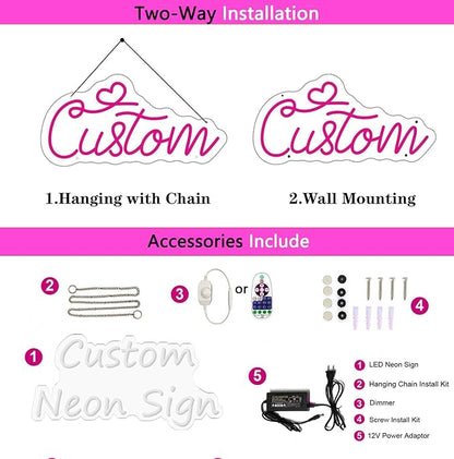 Custom Neon Sign Customizable LED Light for Wall Decor, Personalized Neon Sign for Bedoom Birthday Party Girl Boy Gift Name Logo Light up Sign Bar Home Business Shop