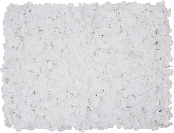 LOYALHEARTDY 20 PCS Artificial Flower Wall Panel 24" x 16" Faux Flowers Wall Decoration White Hydrangea Flower Panels Wall for Home Party Wedding Christmas Festival Photo Backgdrop Decor