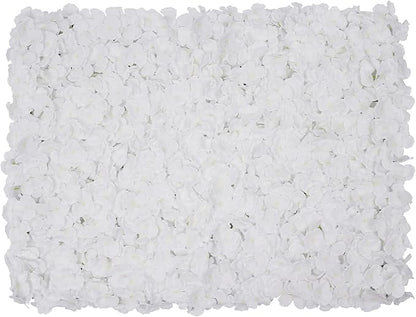 LOYALHEARTDY 20 PCS Artificial Flower Wall Panel 24" x 16" Faux Flowers Wall Decoration White Hydrangea Flower Panels Wall for Home Party Wedding Christmas Festival Photo Backgdrop Decor