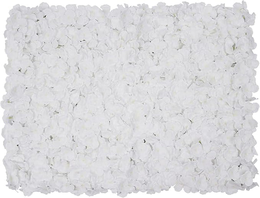 LOYALHEARTDY 20 PCS Artificial Flower Wall Panel 24" x 16" Faux Flowers Wall Decoration White Hydrangea Flower Panels Wall for Home Party Wedding Christmas Festival Photo Backgdrop Decor