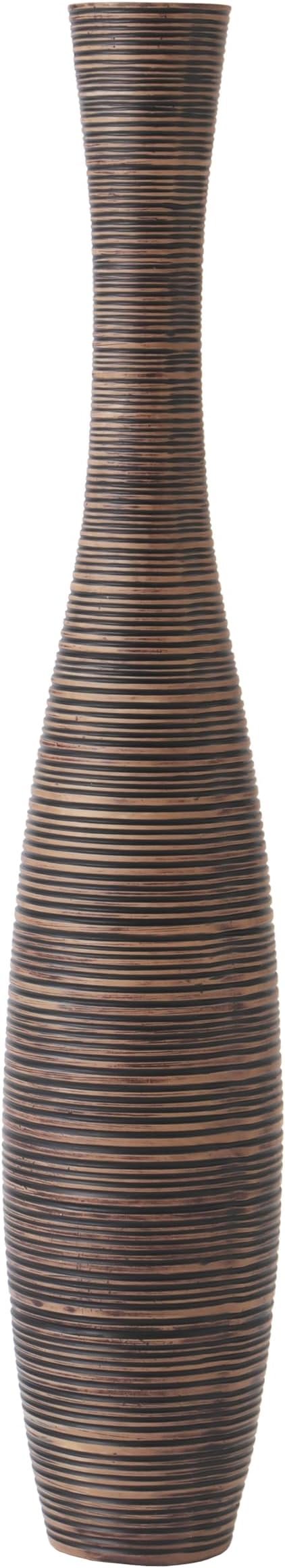 Leewadee Decorative Tall Floor Vase for Living Room Decor, 26 inches, Brown, Resin