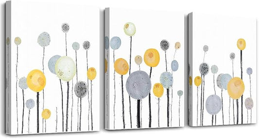 Abstract Flowers Watercolor Painting 3 Piece Framed Canvas Wall Art for Living Room, Bathroom, Office, Kitchen - Large Size Home Decor Artwork for Bedroom Decoration