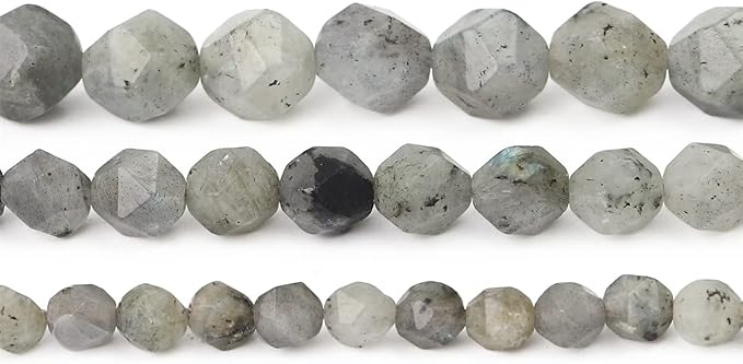 Faceted Natural Spectrolite Stone Round Beads 6mm 36cm/Strand for Jewelry Making