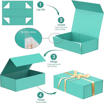 Luxury Large Gift Box 13.8"x9"x4.3" Storage Box Ribbon Magnetic Closure for Luxury Packaging Box for Mother's Day, Birthdays, Bridal Gifts,Weddings