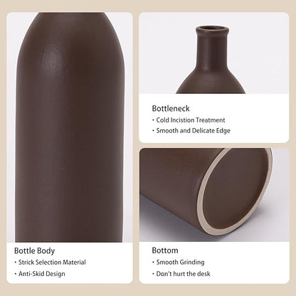 Neutral Ceramic Vase Set – 5 Matte Earth-Tone Vases for Japandi, Scandinavian, or Minimalist Home Decor, Table, Entryway, Shelf & Mantel Styling
