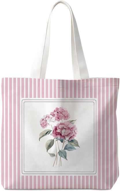 Flowers Tote Bag Gifts for Women, Canvas Aesthetic Reusable Grocery Bags Shopping Bags