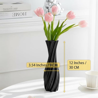 Black Ceramic Decorative Vase, Nordic Modern Irregular Shape Flower Vase for Home Decor, Simple Artistic Centerpiece for Dining Table or Coffee Table
