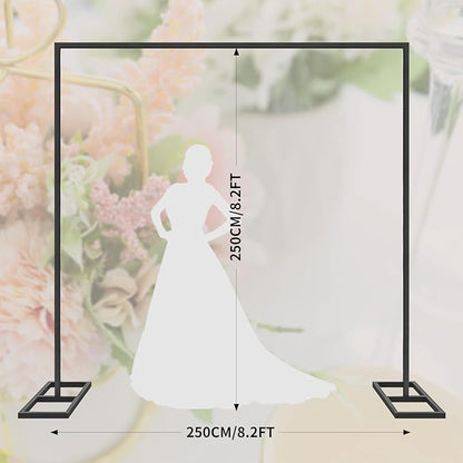8.2FT Black Metal Wedding Arches for Ceremony Square Balloon Arch Stand Rectangular Backdrop Stand for Anniversary Birthday Party Bridal Shower Home Indoor Outdoor Decoration