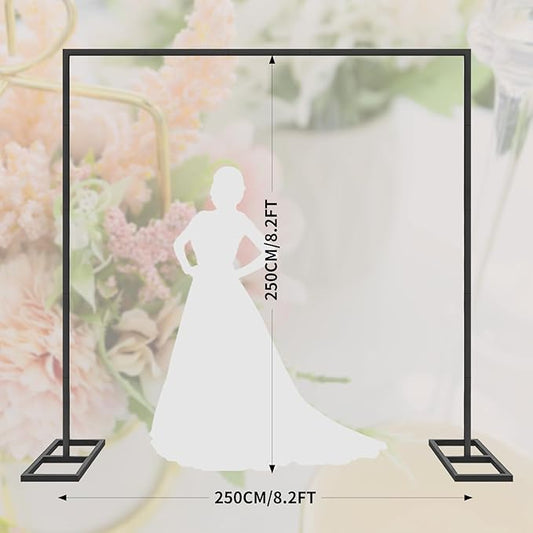 8.2FT Black Metal Wedding Arches for Ceremony Square Balloon Arch Stand Rectangular Backdrop Stand for Anniversary Birthday Party Bridal Shower Home Indoor Outdoor Decoration