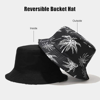 Bucket Hat for Women Men, Cotton Reversible Double Side Wear Sun Hats Beach Fisherman Hat