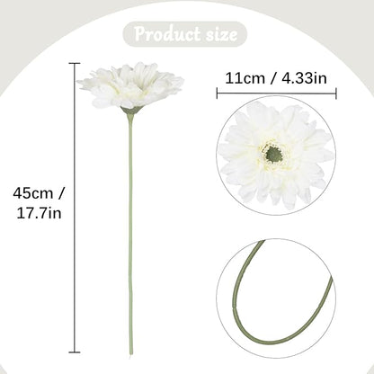 White Daisy Flowers Artificial Flowers Silk Flowers Gerber Daisy Artificial 10PCS Fake Daisies 17.7in Faux Daisies for Wedding Bridal Bouquet Party Home Kitchen Decor(White)