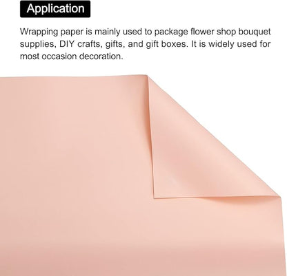 MECCANIXITY 10 Pcs Flower Wrapping Paper 22.8x22.8 Inch Waterproof Florists Wrapping Paper for Florist Bouquet Supplies, DIY Crafts, Gift/Gift Box Packaging Pink