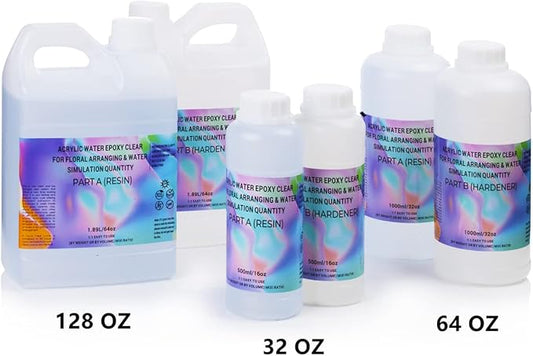 Enova Floral Craft Water and Simulated Fake Water Flower Cast Crystal Epoxy Resin A/B Creates Clear Acrylic Water Simulation for Flower Arrangements (64OZ)
