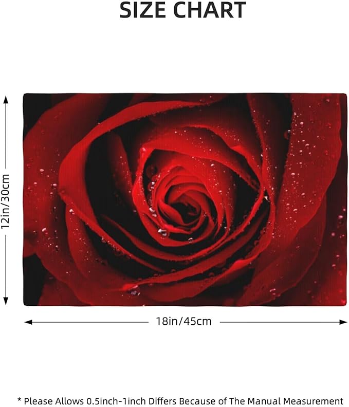 Red Rose Linen Table Placemats Set of 6 Romantic Floral Art Placemat Indoor Outdoor Party Home Desktop Kitchen Dining Room Decoration 12x18 Inch