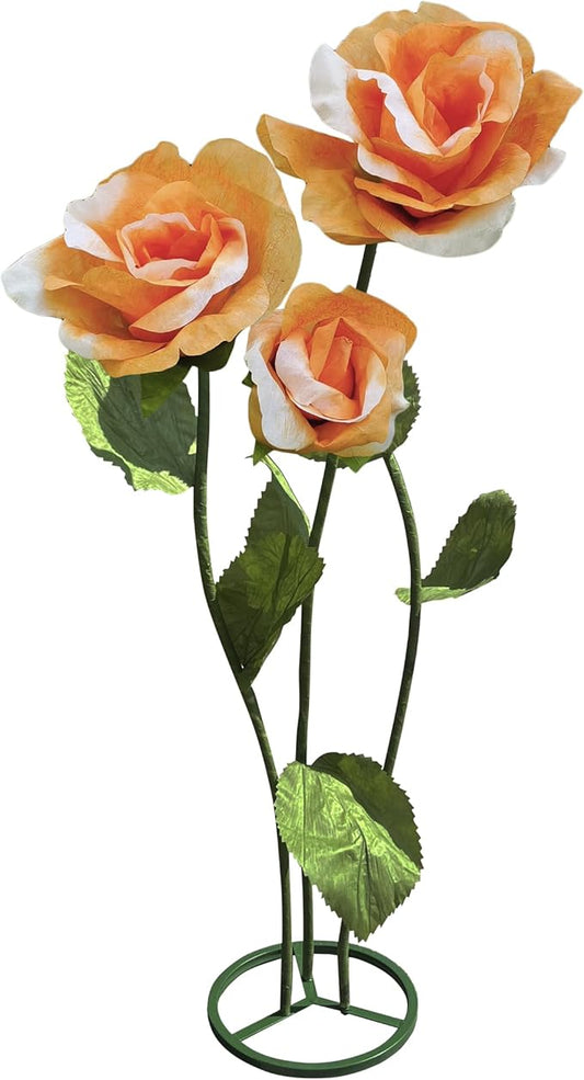 3pc Big Artificial Paper Flowers Wedding Decorations, Giant Rose Flower with Stems for Wedding, Arrangements Party Home Display Baby Shower Photographic Props Mall Display (Orange)