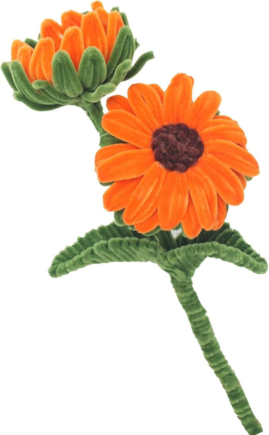 Crochet Flowers Bouquet Gifts for Women Birthday,Gifts for Mom,Preserved Sunflower Forever Flower,Real Handmade Bouquet for Grandma Sister Wife Her from Daughter (Sunflower)