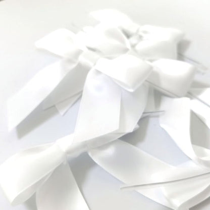 36pcs 3-1/2" White Satin Ribbon Bows with Twist Ties for Big Ribbon Bows for Gift Wrapping Packing Wedding Accessories Decoration (White)