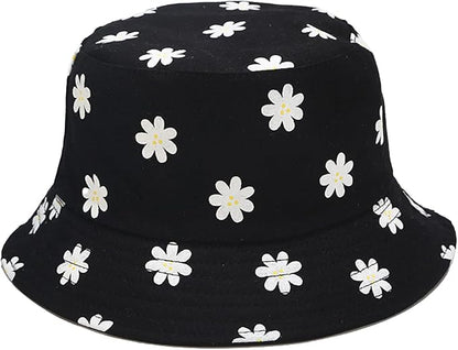 Bucket Hat for Women Men, Cotton Reversible Double Side Wear Sun Hats Beach Fisherman Hat