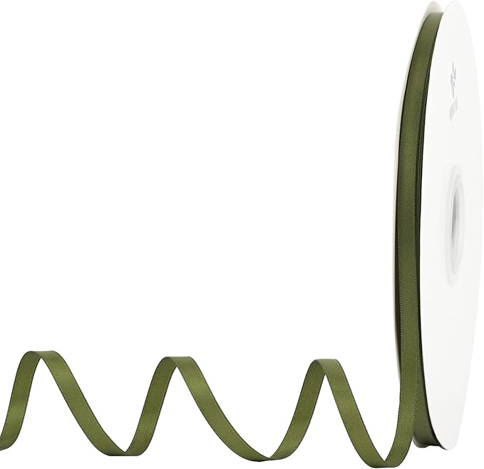 MEEDEE Moss Green 1/4 Inc Ribbon Spring Moss Satin Double Face Satin Ribbons Green Wedding Ribbons for Gift Wrapping Hair Ribbon for Card Making Green Favor Decor Crafts, 100 Yards