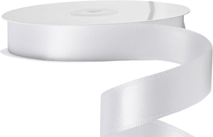 LIUYAXI White Double Faced Satin Ribbon, 1" X Continuous 25 Yards, Ribbons Perfect for Gift Wrapping Wedding Bouquet Decor DIY Craft Bow Making & Other Projects
