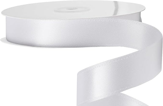 LIUYAXI White Double Faced Satin Ribbon, 1" X Continuous 25 Yards, Ribbons Perfect for Gift Wrapping Wedding Bouquet Decor DIY Craft Bow Making & Other Projects