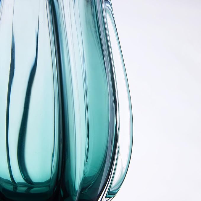 Luxury Lane Hand Blown Laine Sommerso Art Glass Vase for Home Decor 12.5 inch Tall Centerpiece Table Decoration