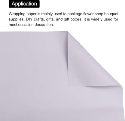 MECCANIXITY Pearlescent Film Flower Wrapping Paper 22.8x22.8 Inch Waterproof for DIY Crafts, Gift/Gift Box Packaging Smoky Purple 10 Pcs