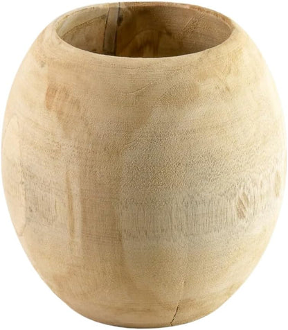 Serene Spaces Living Teak Essence Vase - Handcrafted Natural Wood Vase, Perfect for Artificial, Dried, and Fresh Flowers, Unique Rustic Decor Piece for Home or Office, Gift Idea (Small - Pack of 1)