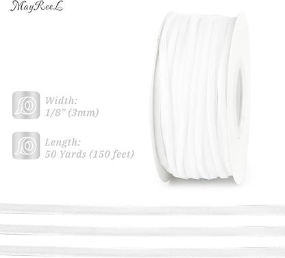 MAYREEL 1/8 Inch White Velvet Ribbon Thin Cream Vintage Ribbon for Wedding Bridal Invitations Gift Wrapping Party Favor Boxes 50 Yards
