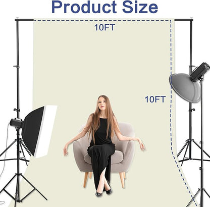GFCC Ivory Photo Backdrop - 10FTx10FT Background for Photography Photo Booth Backdrop for Photoshoot Video Recording Background Screen Parties Curtain