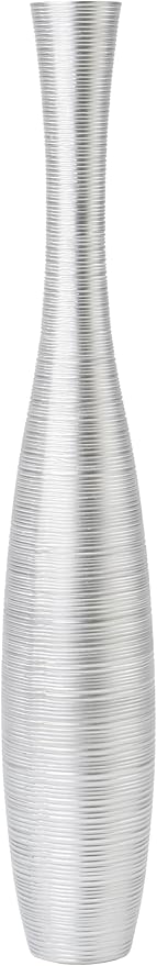 Leewadee Decorative Tall Floor Vase for Living Room Decor, 41 inches, Silver, Resin