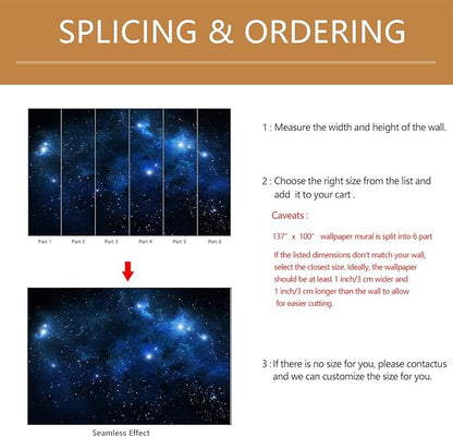 Galaxy Wallpaper Peel and Stick Night Sky Ceiling Self-Adhesive Mural for Living Room Bedroom 137"x100"